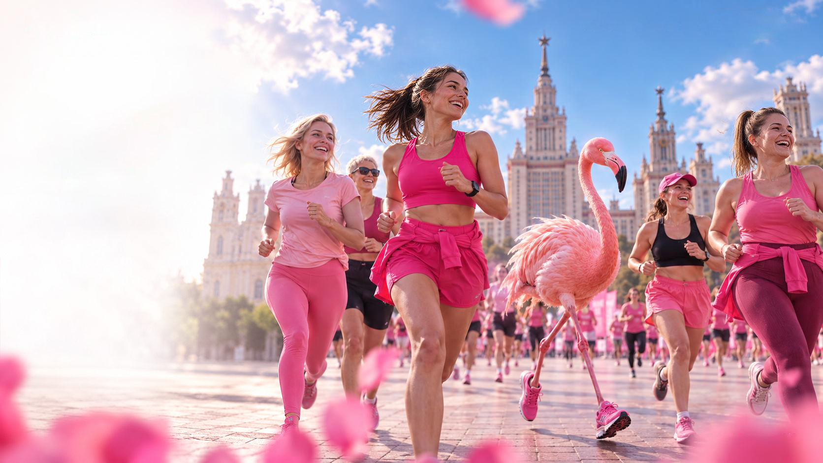 Участницы бегут по площади
